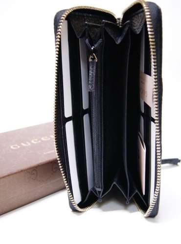 New Authentic Gucci Rania Black Leather WEB Zip Around Wallet Clutch Best Deals & Coupons in America